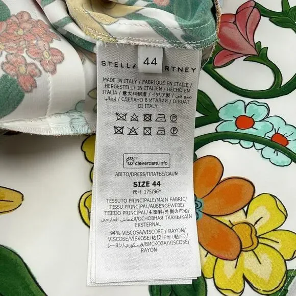 Stella McCartney Floral Mini Dress Sustainable Viscose Sz 44 NWT Spring Summer - Picture 8 of 16